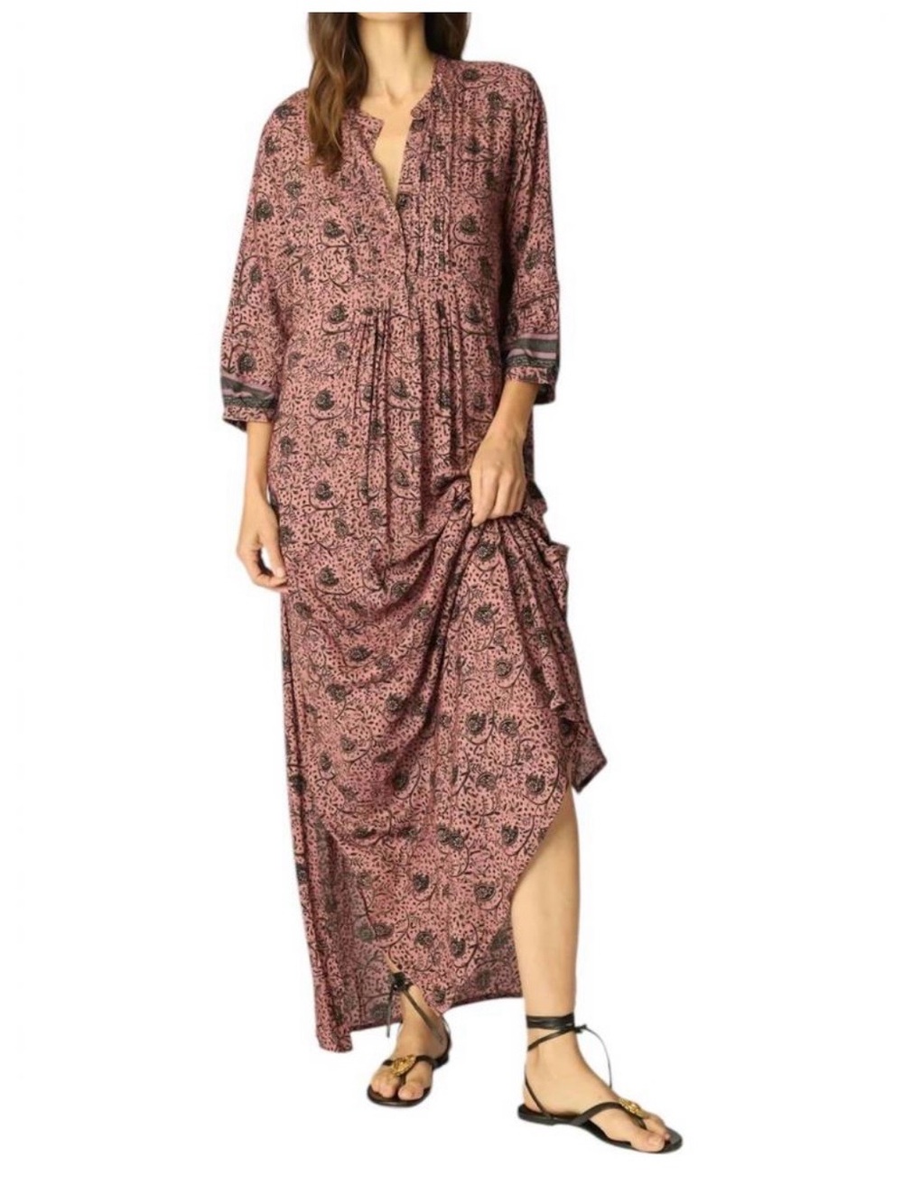 Natalie Martin Sammie Maxi Dress Mumu In Water Lilly Mauve Print